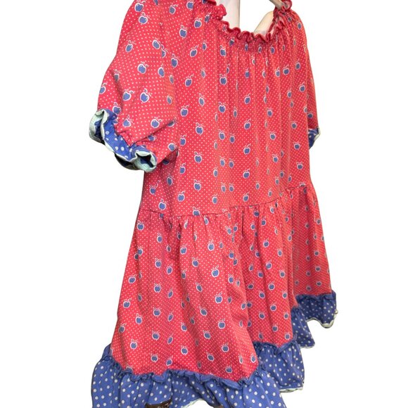 Matilda Jane Jennifer Blue Friends Forever Peasant Top | Pink & Blue Apples | 6 - Picture 6 of 6